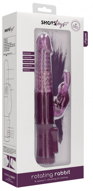 Фиолетовый вибратор-кролик Rotating Rabbit - 23 см.