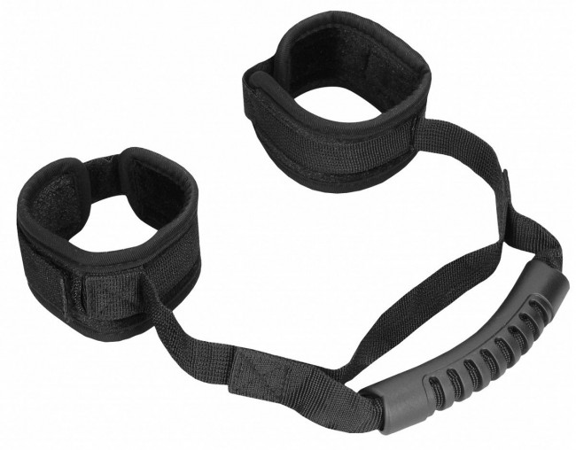Черные наручники V&V Adjustable Handcuffs with Handle
