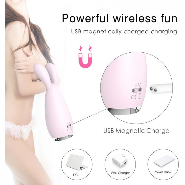 Нежно-розовый вибромассажёр REBA с ушками 