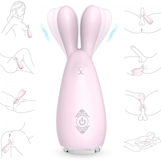 Нежно-розовый вибромассажёр REBA с ушками 