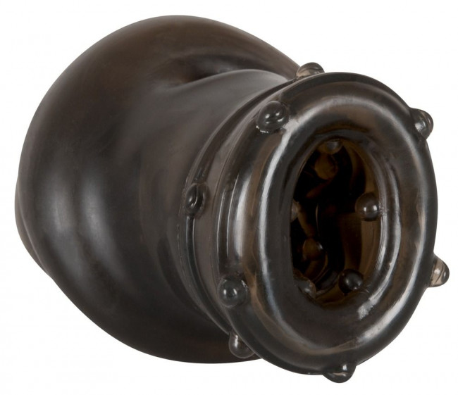 Насадка на пенис Rebel smoke с рёбрышками и отверстием под мошонку Насадка на пенис Rebel smoke с рёбрышками и отверстием под мошонку