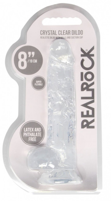Прозрачный фаллоимитатор Realrock Crystal Clear 8 inch - 21 см. Прозрачный фаллоимитатор Realrock Crystal Clear 8 inch - 21 см.