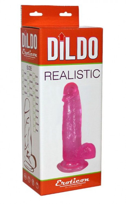 Розовый фаллоимитатор с мошонкой на присоске - 20,5 см. Розовый фаллоимитатор с мошонкой на присоске - 20,5 см.