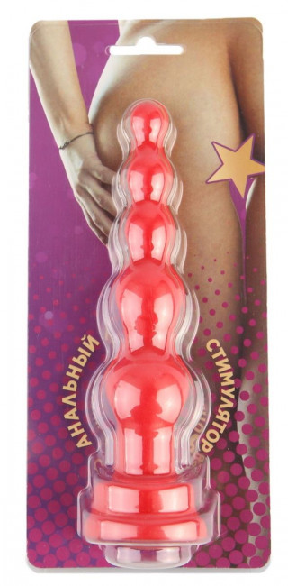 Красный анальный стимулятор-ёлочка - 14,5 см. Красный анальный стимулятор-ёлочка - 14,5 см.