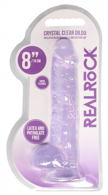 Фиолетовый фаллоимитатор Realrock Crystal Clear 8 inch - 21 см. Фиолетовый фаллоимитатор Realrock Crystal Clear 8 inch - 21 см.