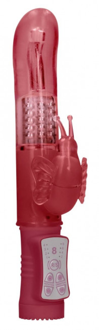 Красный вибратор-кролик Rotating Butterfly - 22,8 см. Красный вибратор-кролик Rotating Butterfly - 22,8 см.
