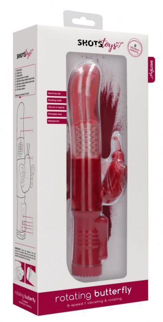 Красный вибратор-кролик Rotating Butterfly - 22,8 см. Красный вибратор-кролик Rotating Butterfly - 22,8 см.