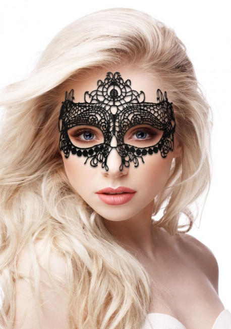 Черная кружевная маска на глаза Queen Black Lace Mask Черная кружевная маска на глаза Queen Black Lace Mask
