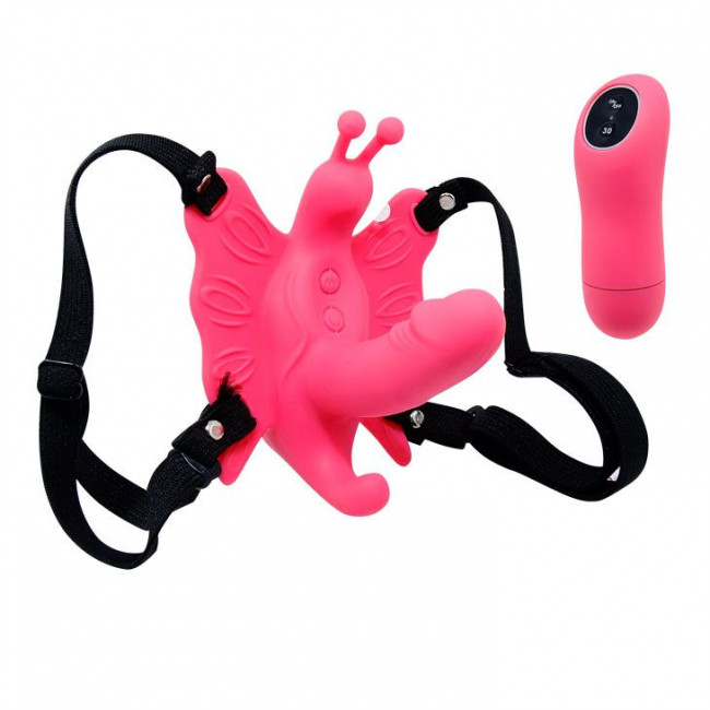Стимулятор клитора "бабочка" на ремешках с вибрацией Стимулятор клитора "бабочка" на ремешках с вибрацией