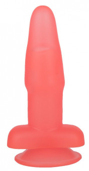 Розовый гелевый анальный стимулятор на присоске - 12,5 см.