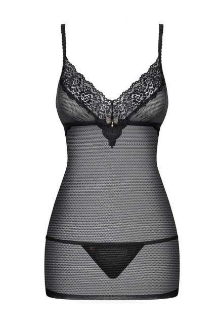 Полупрозрачная кружевная сорочка с регулируемыми бретелями Полупрозрачная кружевная сорочка с регулируемыми бретелями