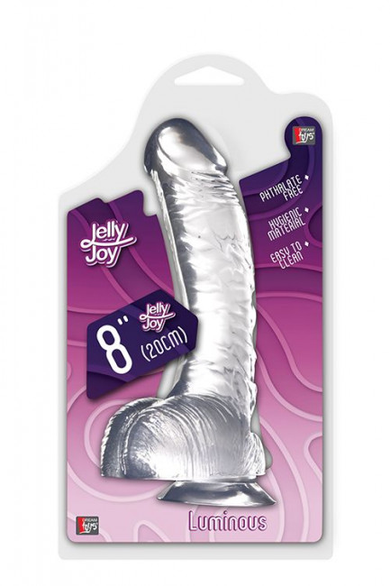 Прозрачный фаллоимитатор JELLY JOY LUMINOUS на присоске - 20 см. Прозрачный фаллоимитатор JELLY JOY LUMINOUS на присоске - 20 см.