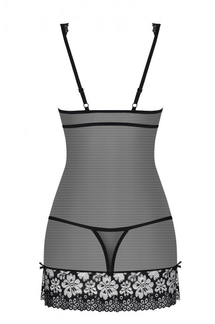 Сорочка из полупрозрачной сеточки с кружевной отделкой