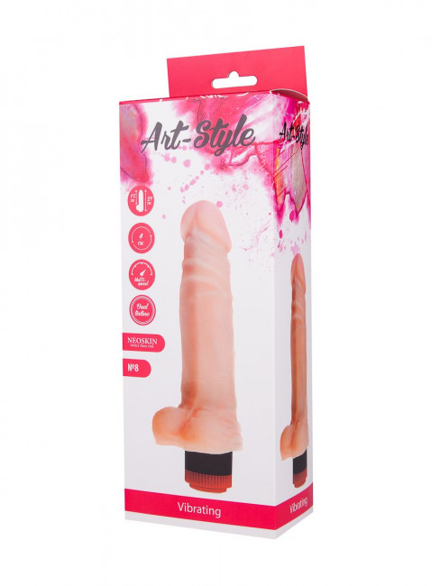 Вибратор-реалистик ART-Style №8 с мошонкой - 19 см.
