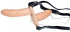 Телесный женский страпон с вагинальной пробкой Strap-On Duo - 15 см.