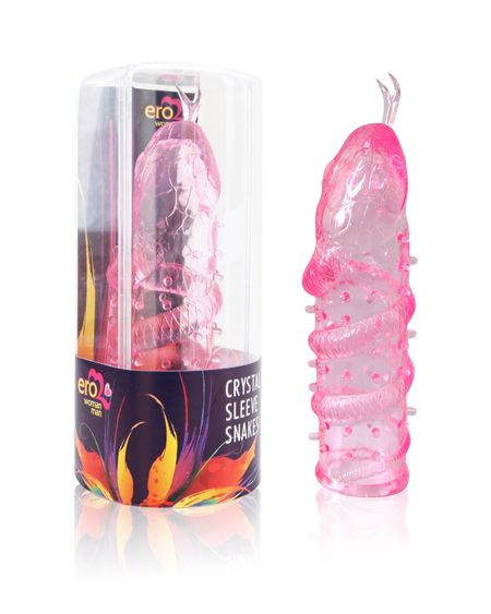 Закрытая рельефная насадка Crystal sleeve snakes в виде змеи с усиками - 14 см. Закрытая рельефная насадка Crystal sleeve snakes в виде змеи с усиками - 14 см.