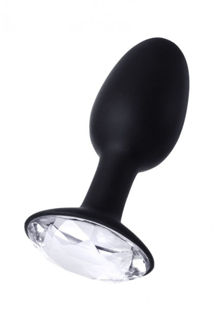 Чёрная анальная пробка с кристаллом в основании - 10,5 см. Чёрная анальная пробка с кристаллом в основании - 10,5 см.