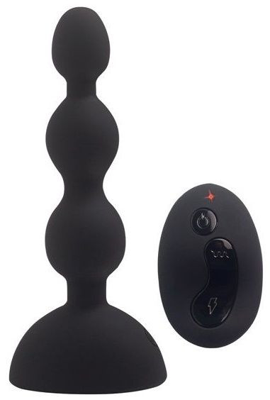 Черный анальный вибростимулятор Anal Beads S с пультом ДУ - 14,5 см. 
