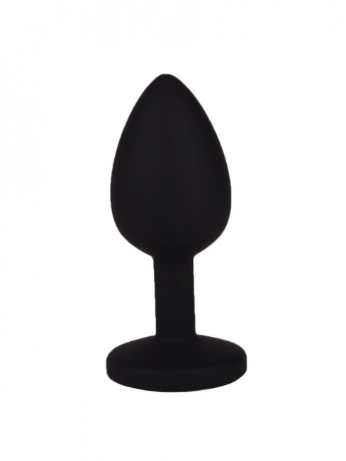 Чёрная анальная втулка с прозрачным кристаллом - 7,3 см. Чёрная анальная втулка с прозрачным кристаллом - 7,3 см.