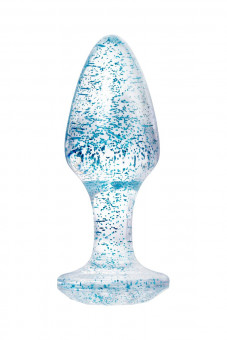 Голубая акриловая анальная втулка - 8 см.