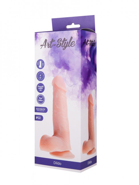 Фаллоимитатор с мошонкой на подошве-присоске ART-Style №22 - 18,5 см.