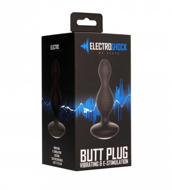 Чёрная анальная пробка с электростимуляцией E-Stimulation Vibrating Buttplug - 14 см. Чёрная анальная пробка с электростимуляцией E-Stimulation Vibrating Buttplug - 14 см.