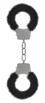 Чёрные пушистые наручники OUCH! Black