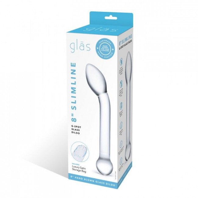 Прозрачный стеклянный фаллос для точки G Slimline G-Spot - 20 см.