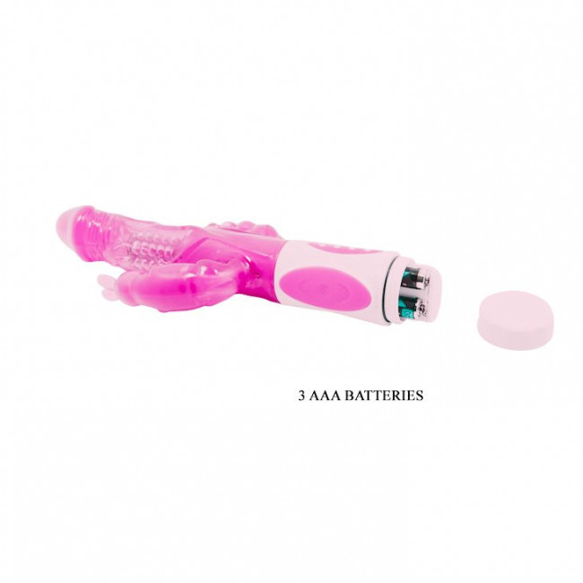 Розовый вибратор-ротатор с анальным и клиторальным стимуляторами - 22,3 см. Розовый вибратор-ротатор с анальным и клиторальным стимуляторами - 22,3 см.