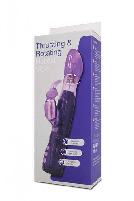 Вибратор с ротацией бусин, клиторальным отростком и возвратно-поступательными движениями THRUSTING & ROTATING RABBIT VIBE - 16 см. Вибратор с ротацией бусин, клиторальным отростком и возвратно-поступательными движениями THRUSTING & ROTATING RABBIT VIBE - 16 см.