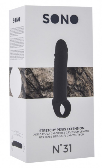 Чёрная удлиняющая насадка Stretchy Penis Extension No.31 Чёрная удлиняющая насадка Stretchy Penis Extension No.31