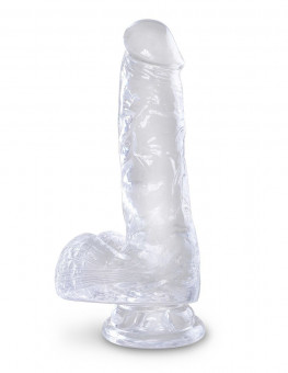 Прозрачный фаллоимитатор King Cock Clear 6" Cock with Balls - 17,8 см.