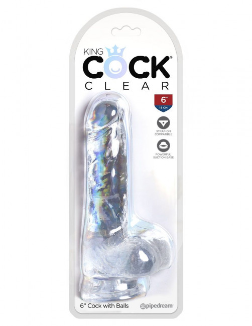 Прозрачный фаллоимитатор King Cock Clear 6" Cock with Balls - 17,8 см. Прозрачный фаллоимитатор King Cock Clear 6" Cock with Balls - 17,8 см.