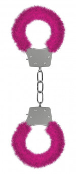 Розовые пушистые наручники OUCH! Pink