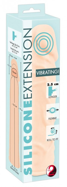 Телесная удлиняющая насадка с вибрацией Silicone Extension Vibrating - 19 см. Телесная удлиняющая насадка с вибрацией Silicone Extension Vibrating - 19 см.
