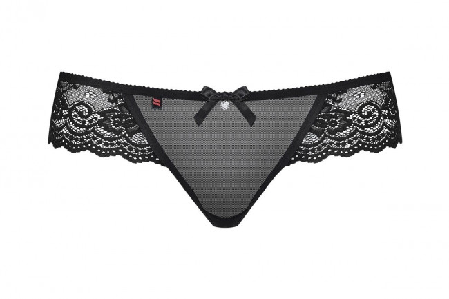 Соблазнительные кружевные трусики-стринги с бантиком и подвеской Соблазнительные кружевные трусики-стринги с бантиком и подвеской