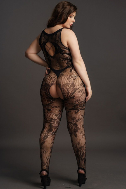 Ажурный кэтсьюит Criss Cross Neck Bodystocking Ажурный кэтсьюит Criss Cross Neck Bodystocking