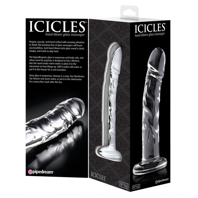 Прозрачный стеклянный фаллоимитатор Icicles №62 - 16,5 см. Прозрачный стеклянный фаллоимитатор Icicles №62 - 16,5 см.