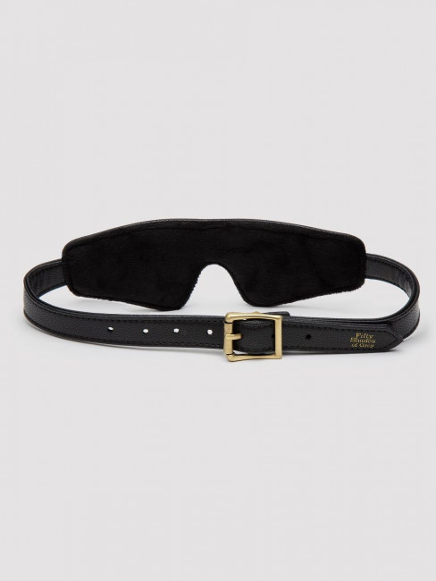 Черная плотная маска на глаза Bound to You Faux Leather Blindfold