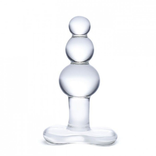 Прозрачная анальная пробка-елочка с 3 шариками Butt Plug with Tapere Base - 11 см.