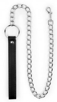 Металлический поводок для ошейника с черной ручкой - 77 см. Металлический поводок для ошейника с черной ручкой - 77 см.