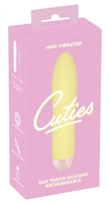 Желтый мини-вибратор Cuties Mini - 13,2 см. Желтый мини-вибратор Cuties Mini - 13,2 см.