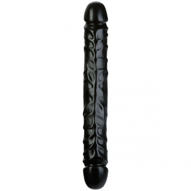 Черный двухголовый фаллоимитатор Jr. Veined Double Header 12" Bender - 30,5 см.