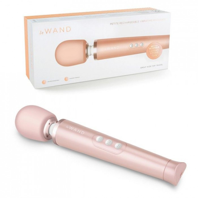 Пудровый жезловый мини-вибратор Le Wand c 6 режимами вибрации Пудровый жезловый мини-вибратор Le Wand c 6 режимами вибрации