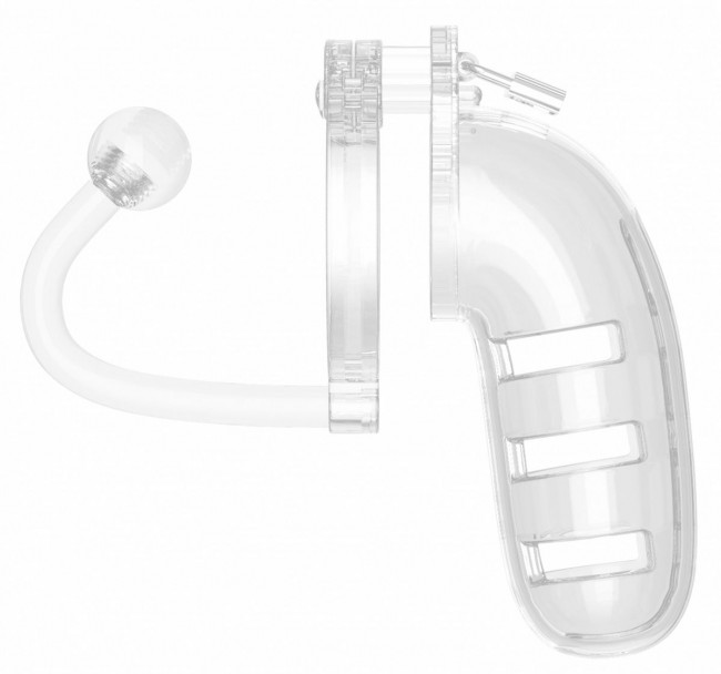 Прозрачный мужской пояс Cage With Plug 12 со съемной анальной пробкой