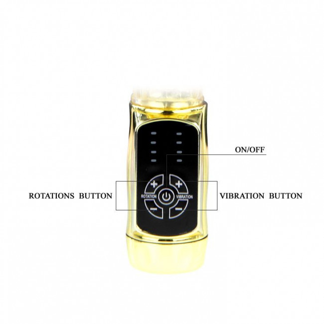 Золотистый вибратор Gold Rabbit Prince с ротацией - 21,5 см. Золотистый вибратор Gold Rabbit Prince с ротацией - 21,5 см.