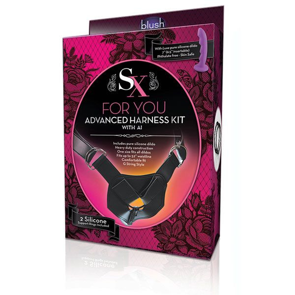 Фиолетовый страпон на регулируемом поясе с кольцами ADVANCED HARNESS KIT WITH AI - 16,5 см. Фиолетовый страпон на регулируемом поясе с кольцами ADVANCED HARNESS KIT WITH AI - 16,5 см.