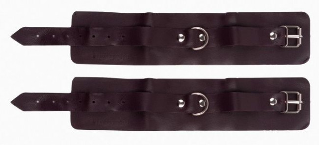 Бордовые наручники с фиксацией на двух карабинах Бордовые наручники с фиксацией на двух карабинах