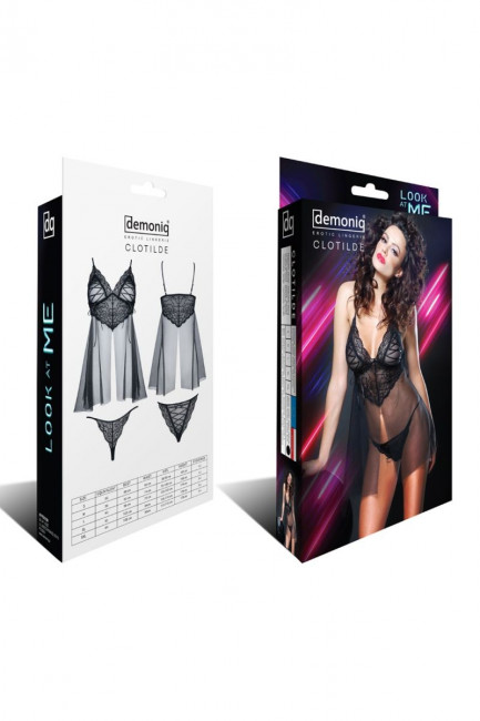 Полупрозрачная сорочка с кружевными вставками Clotilde Полупрозрачная сорочка с кружевными вставками Clotilde