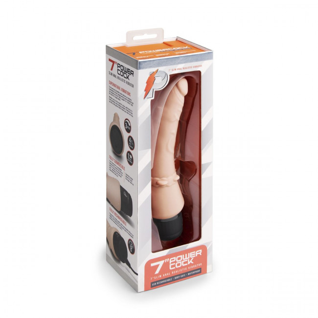 Телесный анальный вибратор 7" Slim Anal Realistic Vibrator - 20 см.